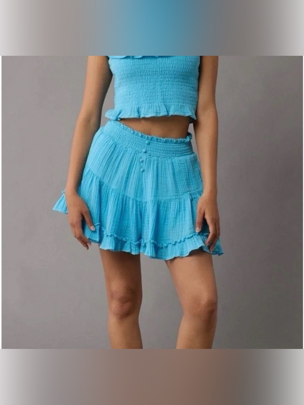 American Eagle Turquoise Ruffle Layered Bloomer Skort Elastic Waist Women’s XS